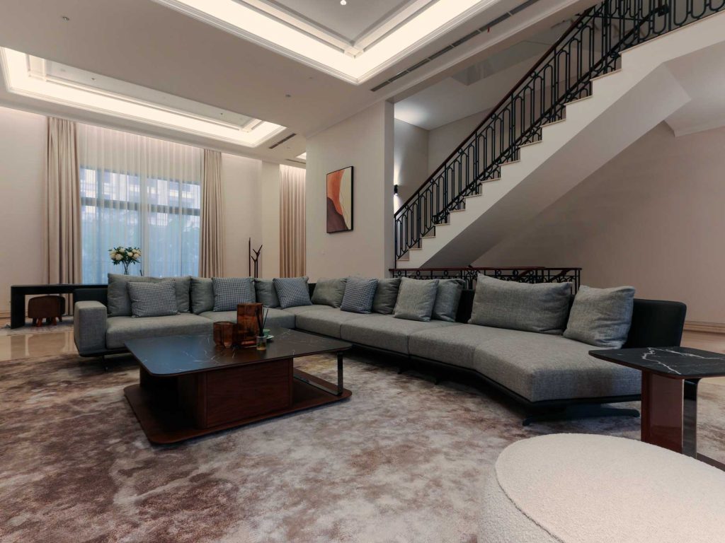 Shared and private zones in a duplex apartment in Jakarta